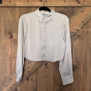 Zara Gray Button-Up Blouse size small